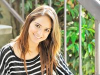 Sara is sexy in stripes