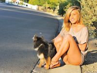 Kennedy walking the dog