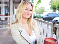 Sierra flashes tits in the cafe and strips naked