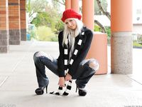 Layden shows her naked skinny body