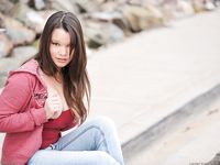 Jessy flashes her big tast tits